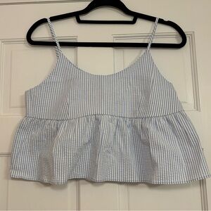 NWT Blue & White Striped Peplum Cami Top – Size Medium